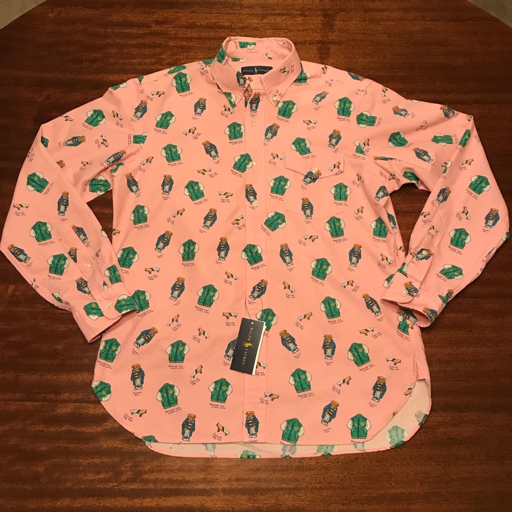 Brand NWT Men’s Polo Bear Button-up Shirt - Sz M